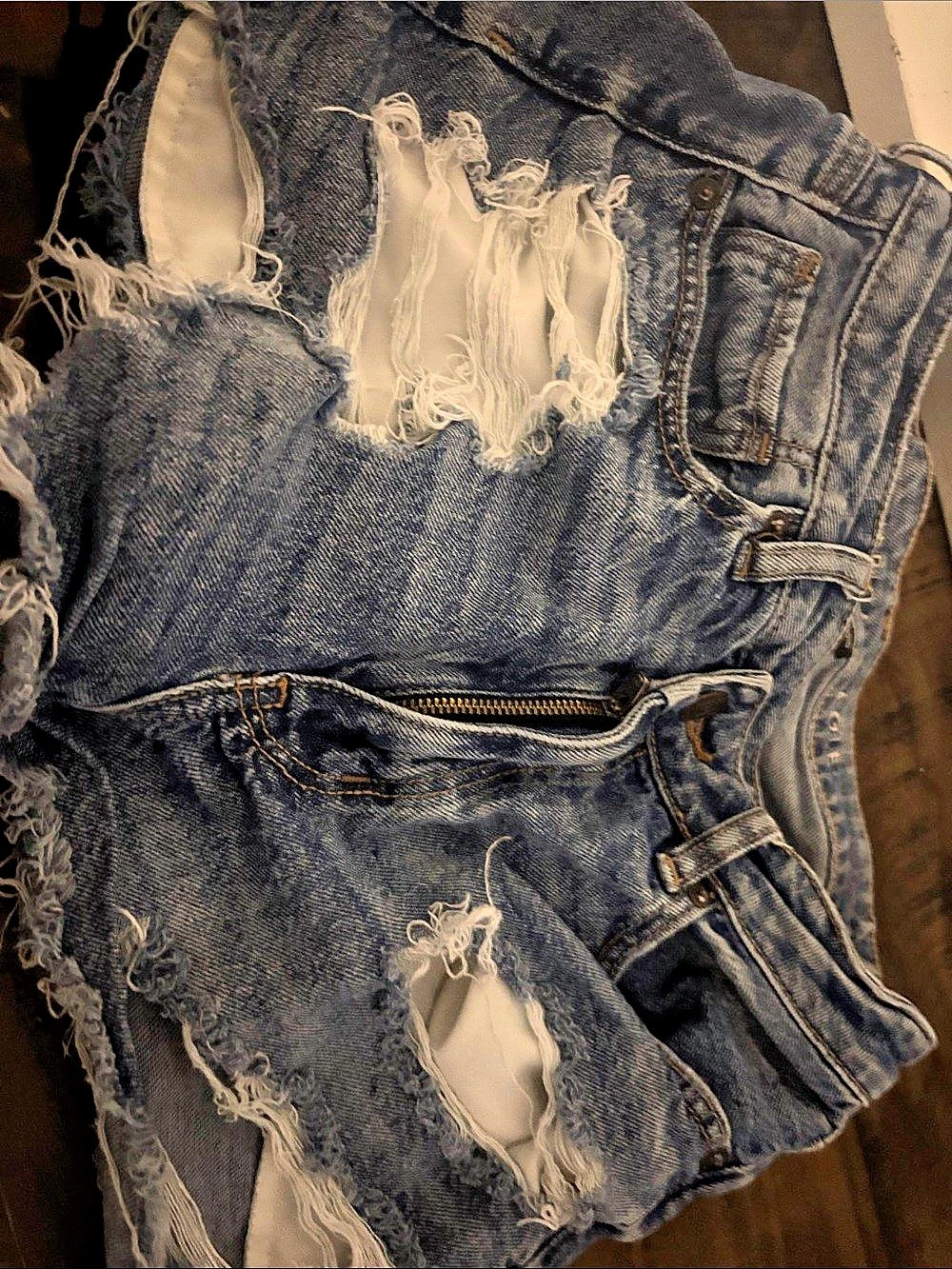 American Eagle Outfitters Distressed Denim Jean Shorts Blue & Black